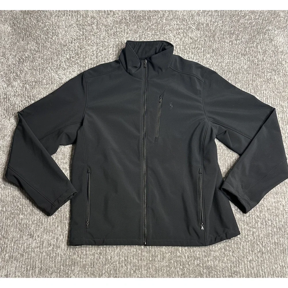 Polo Ralph Lauren Performance Soft Shell Jacket Men's XL Black Full Zip Fleece L